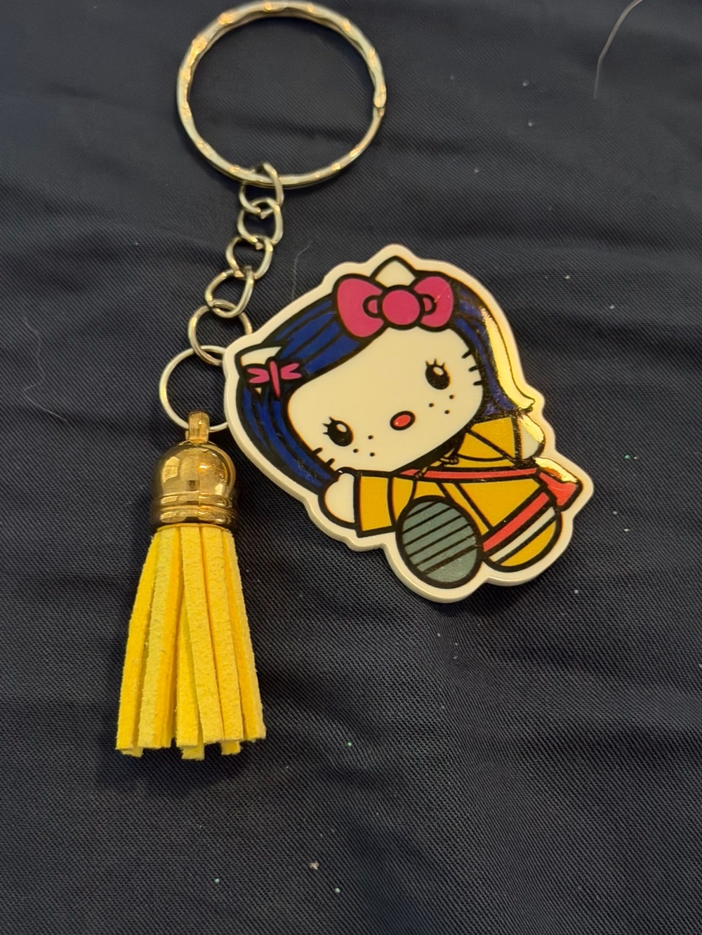 Hello Kitty Style Yellow Tassel Keychain for Kids